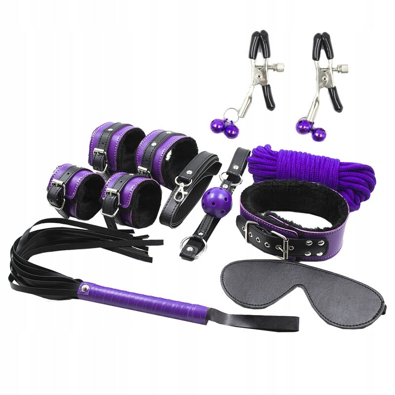 secretplay bdsm set 8pcs purble / black.