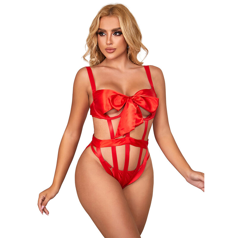 subblime 954468 sexy durchbrochener body mit schleife rot s/m