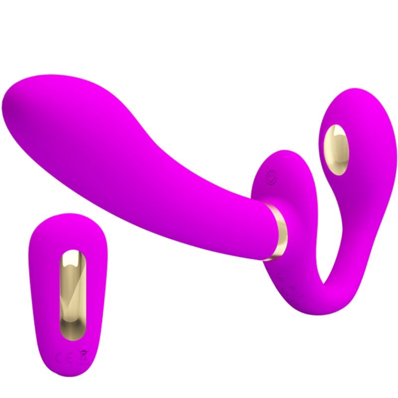 pretty love thunderbird doppelter strap on vibrator mit fernbedienung lila