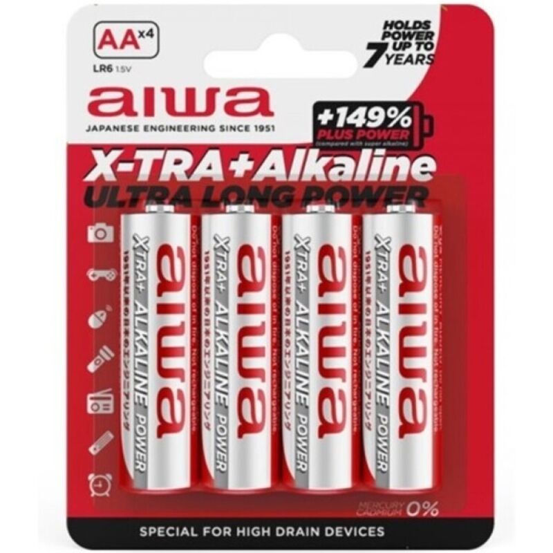 aiwa x tra alkaline aa alkaline batterie lr6 blister*4