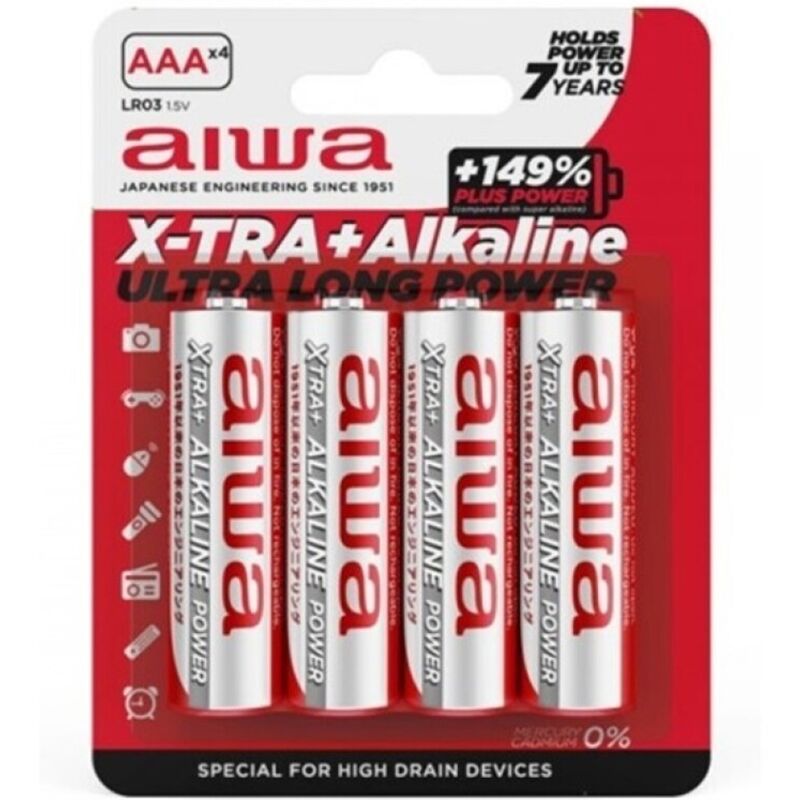 aiwa x tra alkaline aaa alkaline batterie lr03 blister*4