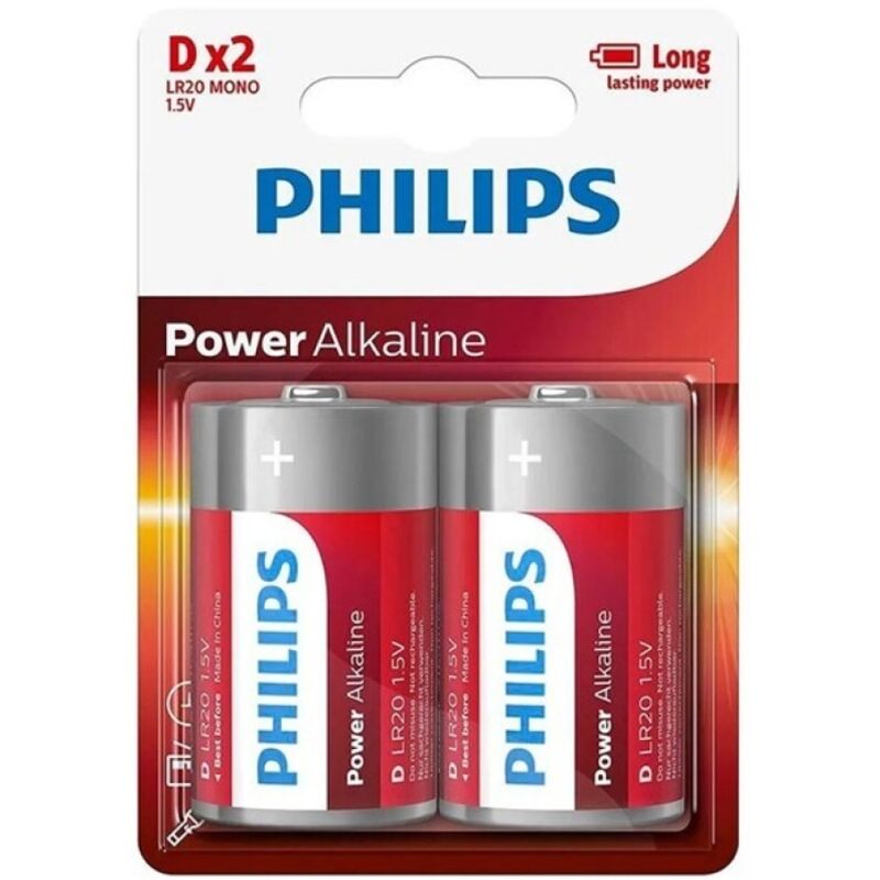 philips power alkaline batterie d lr20 blister*2