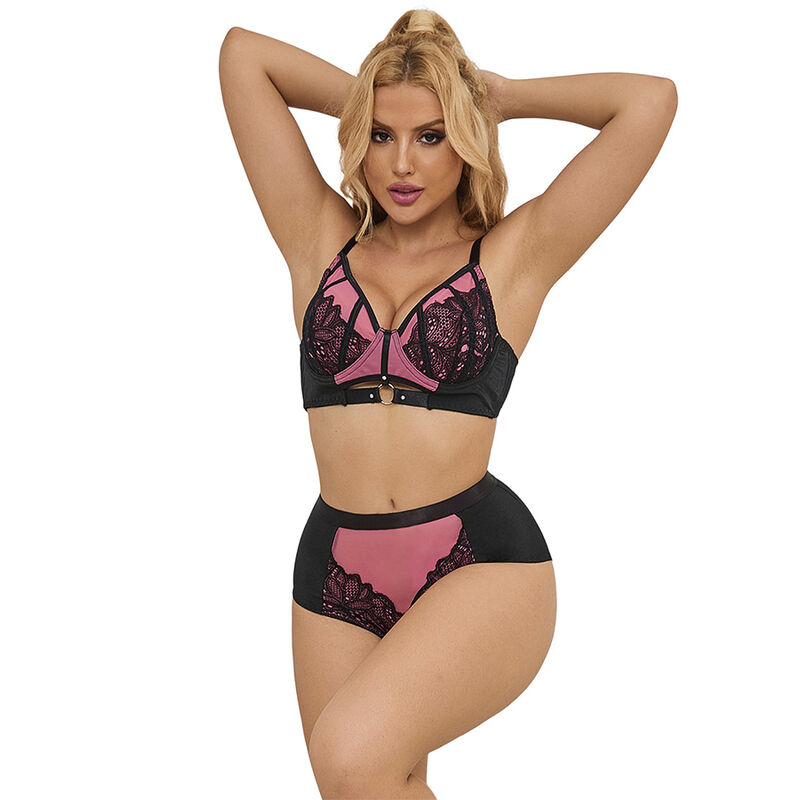 subblime 955588 rosa lackleder mesh zipper bh set l/xl