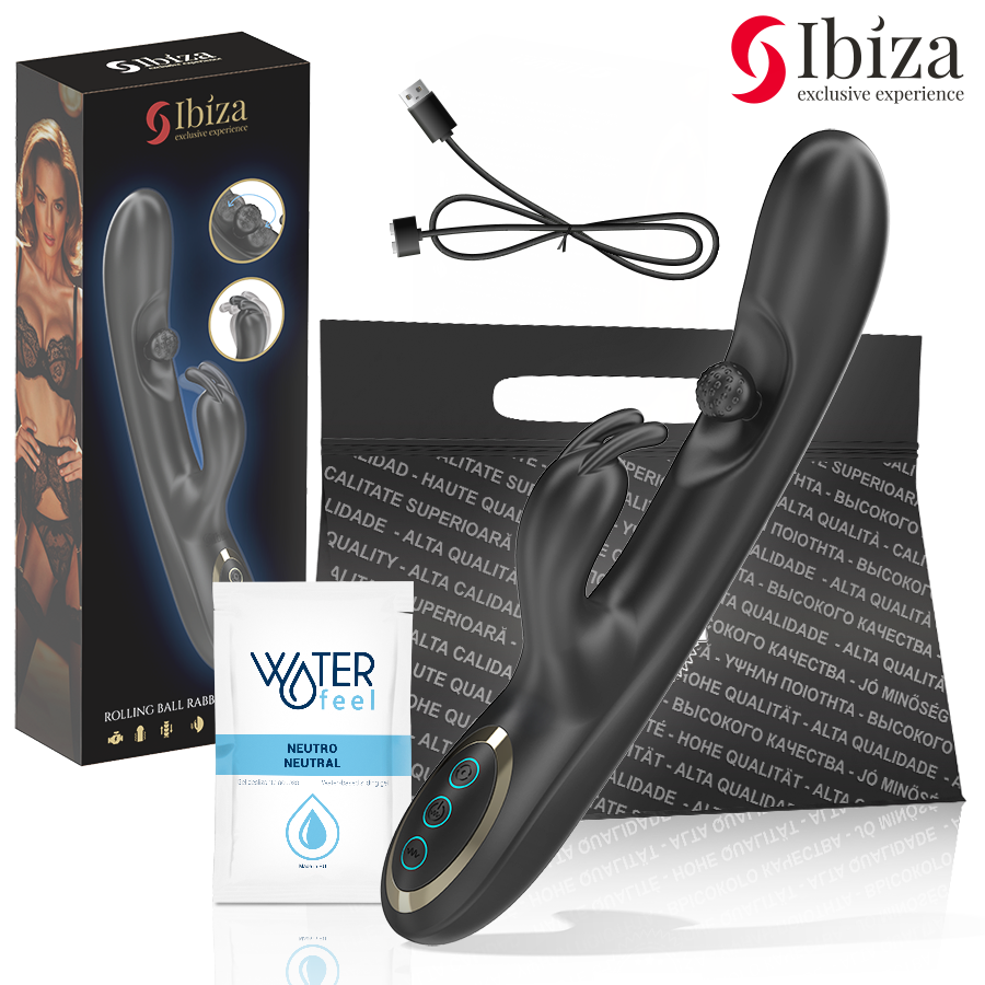 ibiza leistungsstarker rabbit vibrator mit massage rollenperle