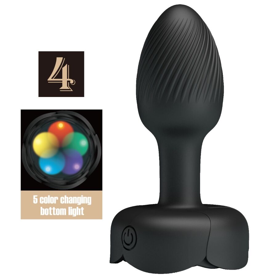 pretty love olman anal plug mit led licht schwarz 8,8 cm