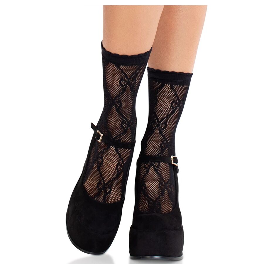 leg avenue schwarze spitzensocken mit schleife