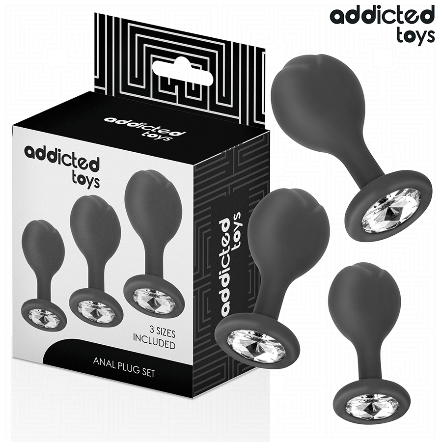 addicted toys 3er set analplug mit juwel