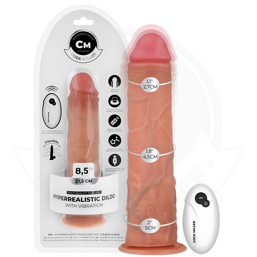 cock miller realistischer dildo mit saugnÄpfen und vibration mit fernbedienung 21,5 cm