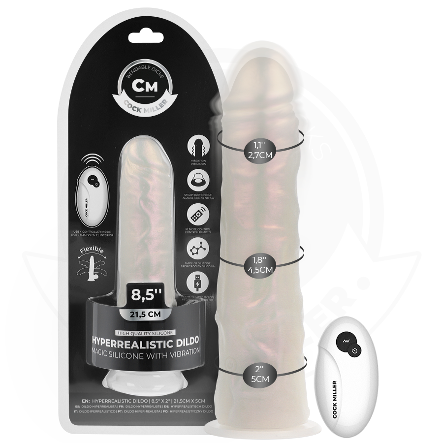 cock miller dildo mit saugnÄpfen, lichtern und vibration mit fernbedienung weiss 21,5 cm