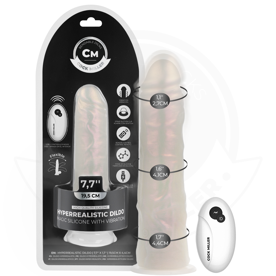 cock miller dildo mit saugnÄpfen, lichtern und vibration mit fernbedienung weiss 19,5 cm
