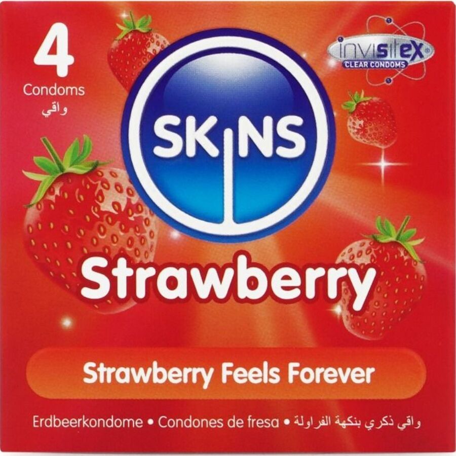 skins erdbeere premium kondome packung 4