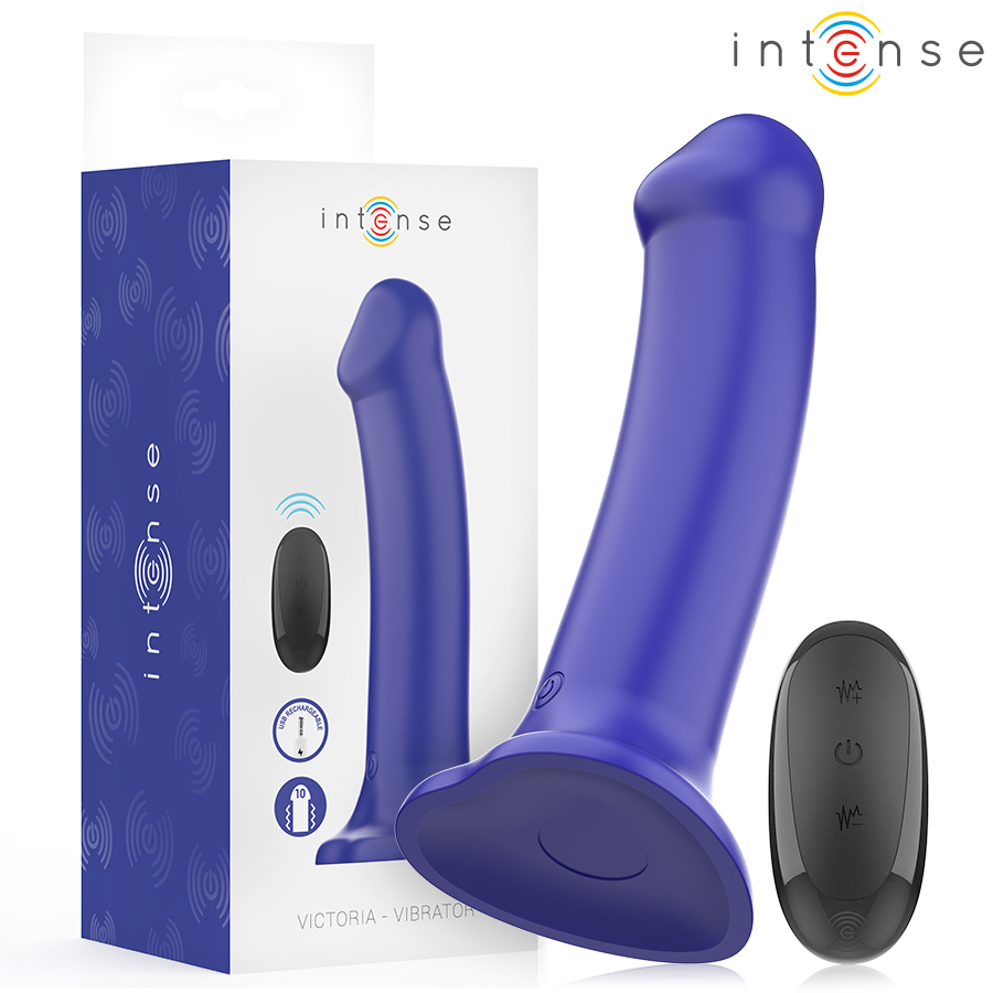 intense victoria vibrator mit saugnapf 10 vibrationen dunkelblau fernbedienung