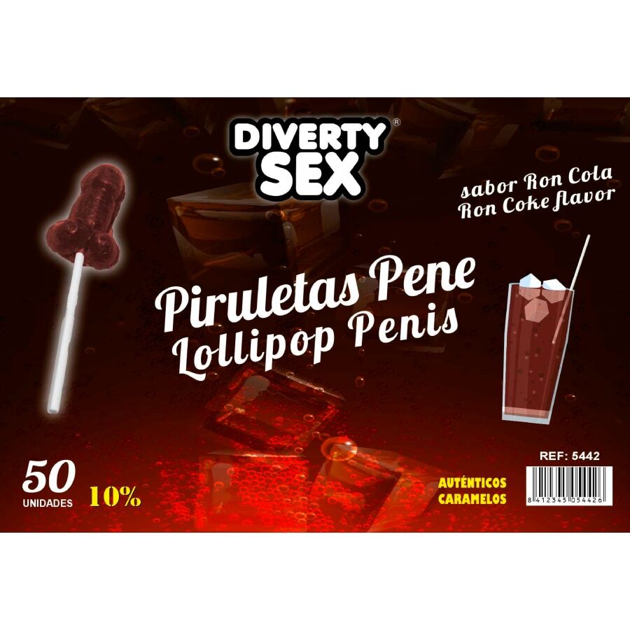 diablo goloso 50 penis lollipops ron cola geschmack 10 % alkohol