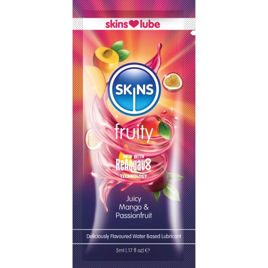 skins fruchtiges, wasserbasiertes gleitmittel mango passionsfrucht, einzeldosierung 5 ml