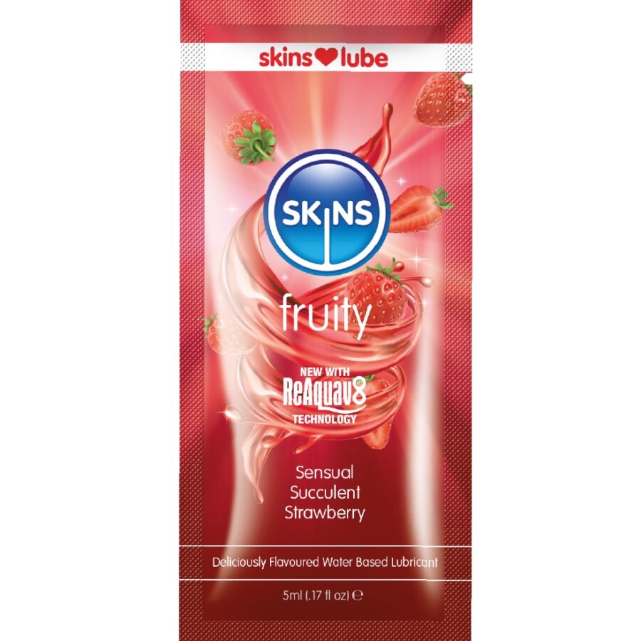 skins fruchtiges, wasserbasiertes gleitmittel erdbeere, einzeldosierung 5 ml