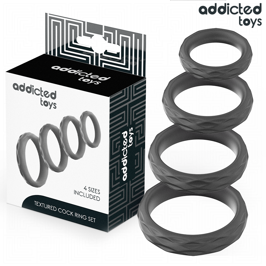 addicted toys set mit strukturiertem cockring in 4 grÖssen