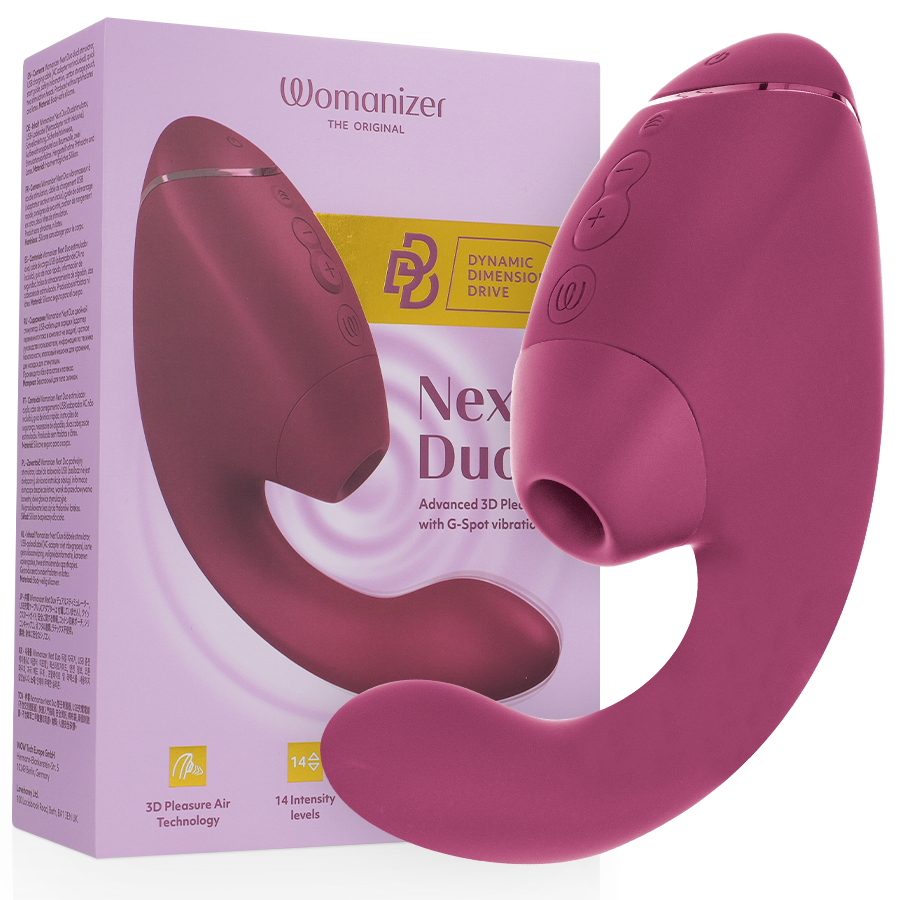 womanizer duo next doppelter klitoris g punkt stimulator, dunkles rosa