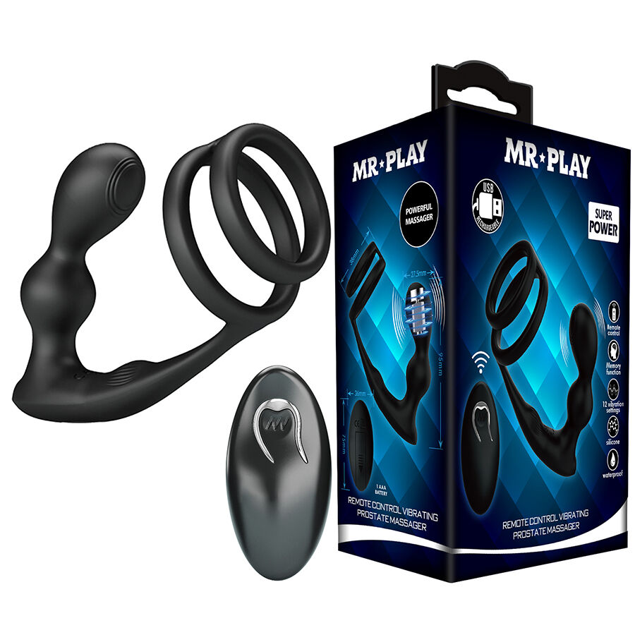 mr play vibrierender analplug mit penisring und fernbedienung