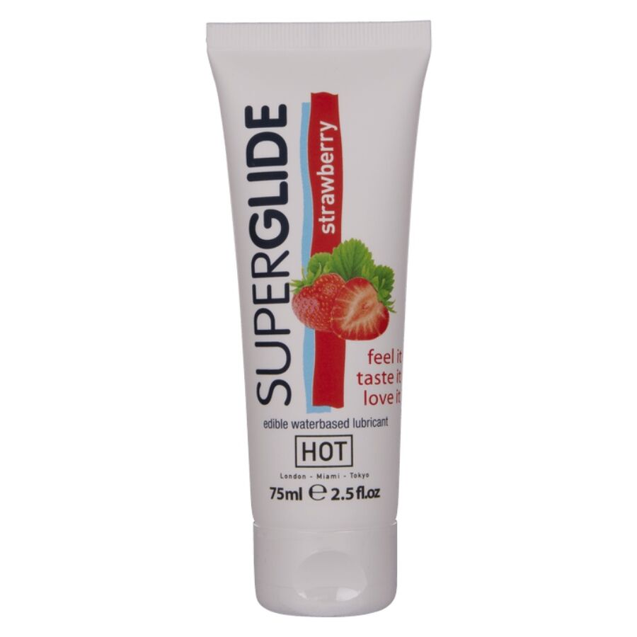 hot superglide essbarer gleitmittel auf wasserbasis erdbeere 75 ml