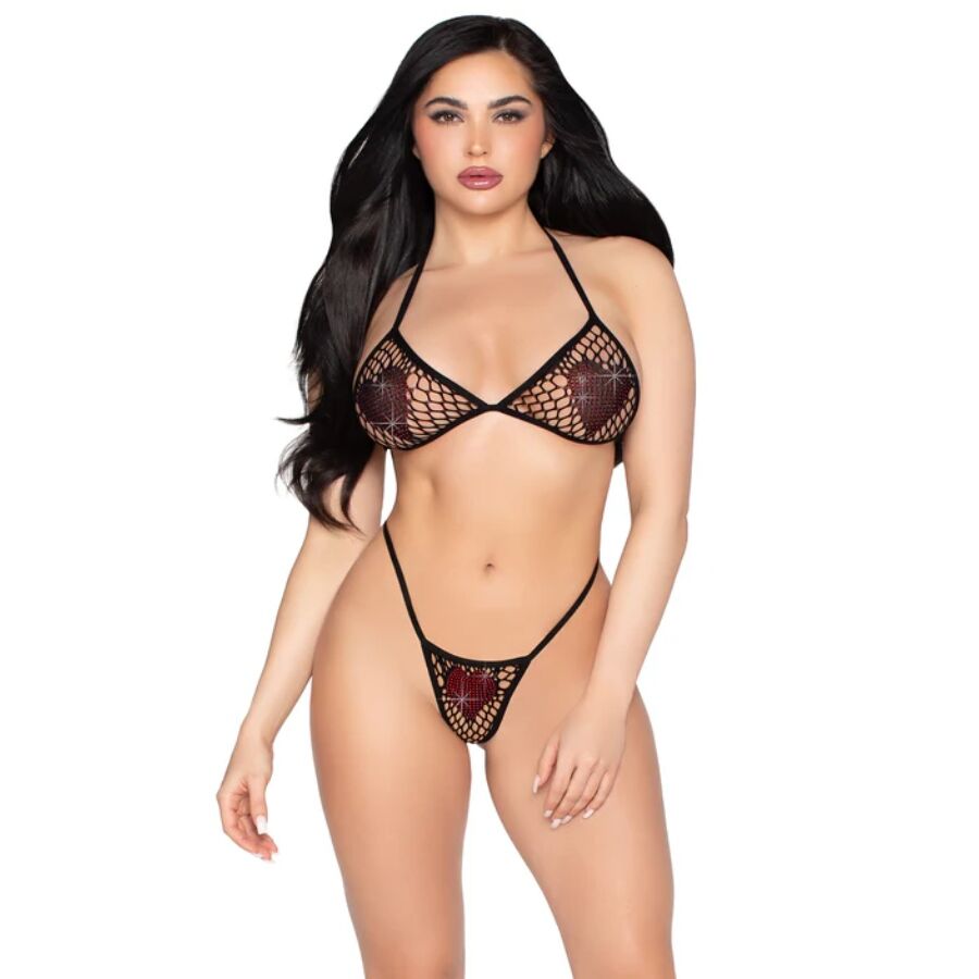 leg avenue 86147 netz bh top und string hÖschen, schwarz einheitsgrÖsse