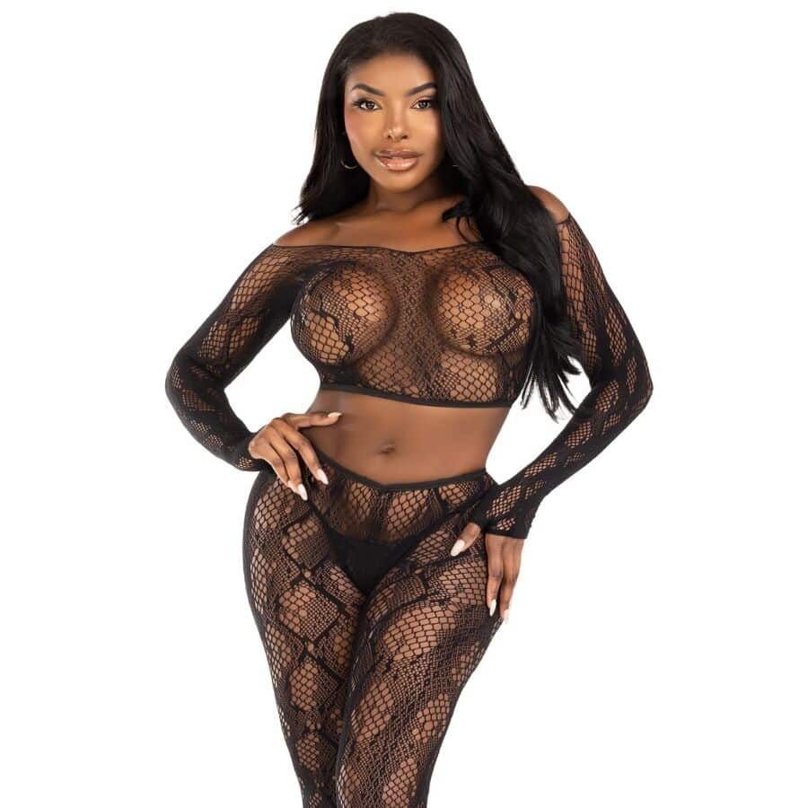 leg avenue 89373 python crop top fusslose strumpfhose schwarz einheitsgrÖsse