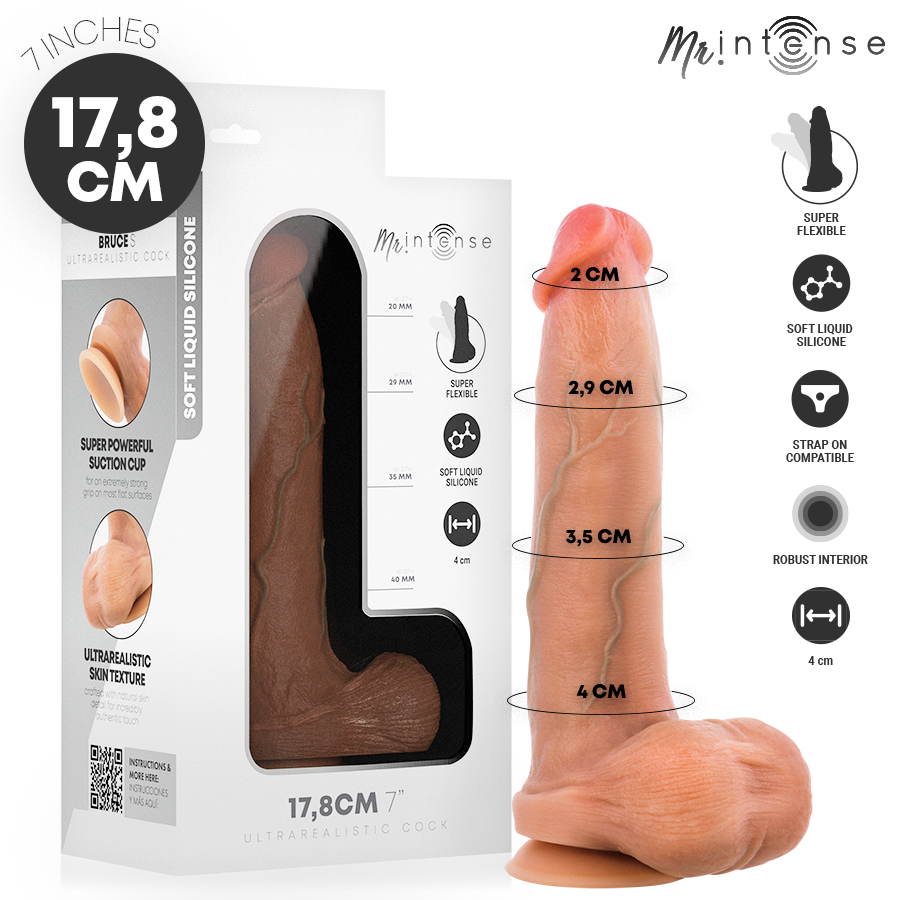 mr intense bruce s silikon dildo mit hoden, 17,8 cm, Ø 4 cm