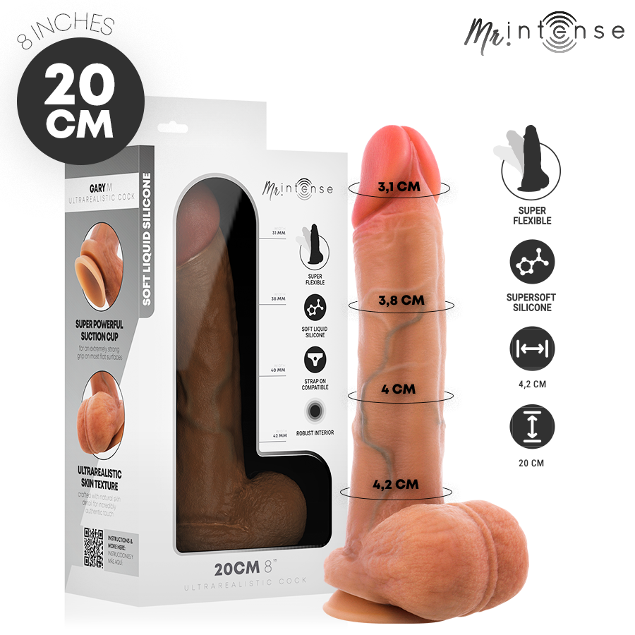 mr intense gary m ultra realistischer silikon penis mit hoden 20 cm Ø 4,2 cm