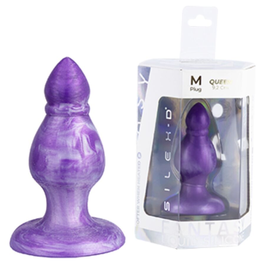 silexd queen anal plug fantasy flÜssigsilikon thermoreaktives lila 9,2 cm
