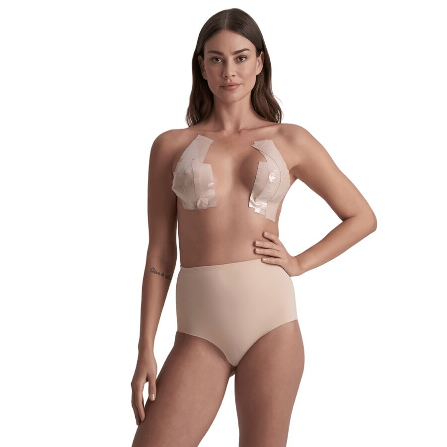 bye bra body tape double sided cinta de doble cara beige talla Única 5 x 500 cm