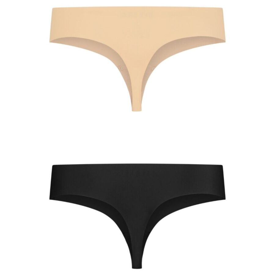 bye bra pack 2 tangas invisibles beige y negro talla s
