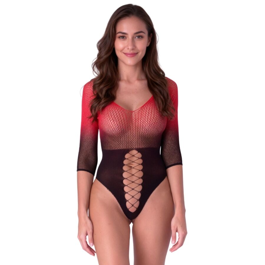 passion bs118 schwarzer und roter mesh bodystocking