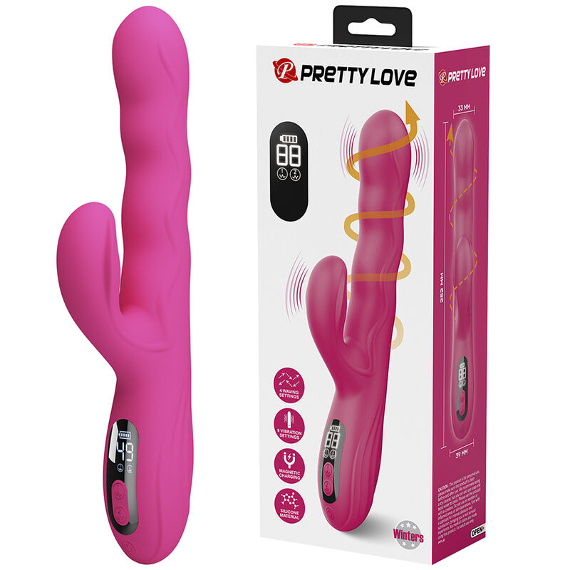 pretty love winters multifunktions hasenvibrator mit led anzeige, pink