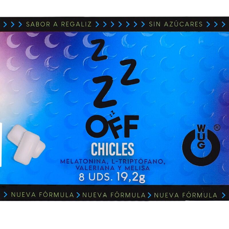 wug off funktionelles melatonin baldrian lakritz kaugummi, 8 stück
