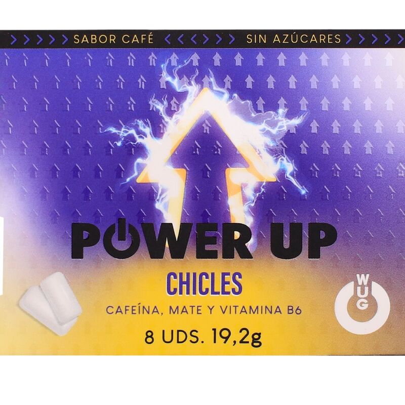 wug power up funktioneller koffein und mate kaugummi mit kaffeegeschmack, 8 stück pro blisterpackung