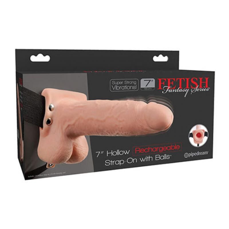 fetish fantasy series realistischer, vibrierender hohl strap on mit hoden, 17,8 cm
