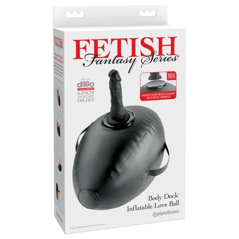 fetish fantasy series aufblasbarer liebesball mit dildo, schwarz, 41,9 cm