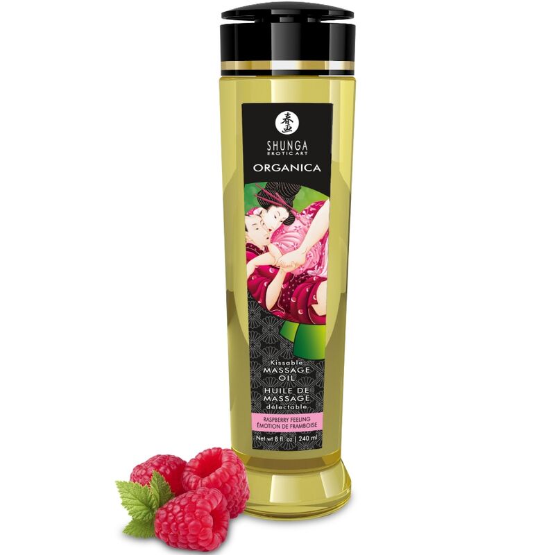 shunga bio massageÖl mit himbeerduft, 240 ml