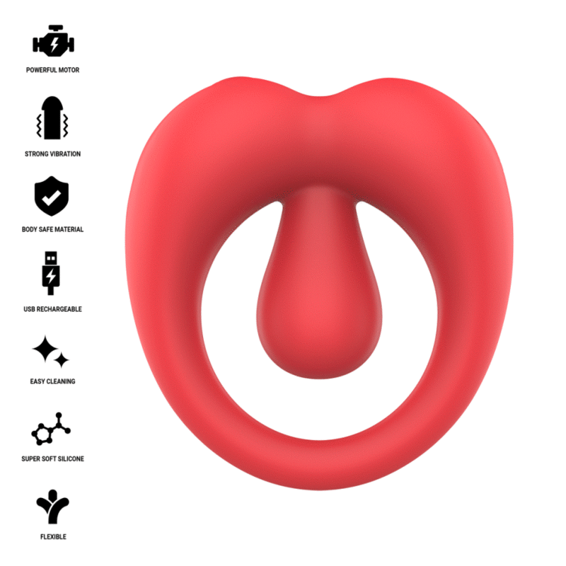 intense russell anillo vibrador con estimulaciÓn de clÍtoris rojo