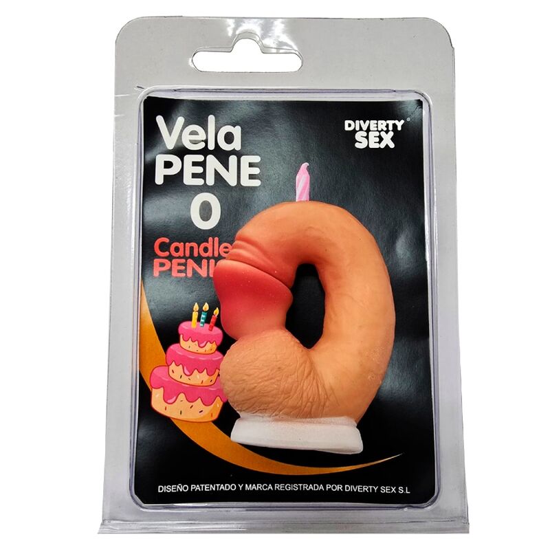diablo picante peniskerze in form der zahl 0, fleischfarbe