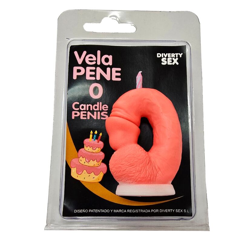 diablo picante peniskerze in form der zahlen 0, rosa farbe