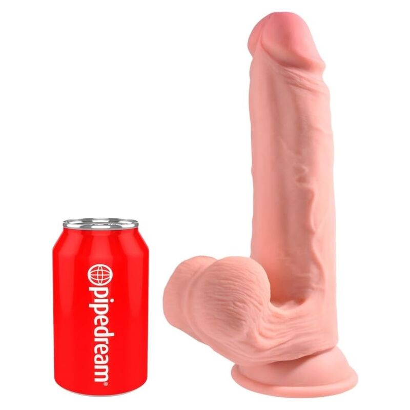 king cock plus realistischer dildo mit dreifachdichte und schwingenden hoden, 23 cm, fleisch