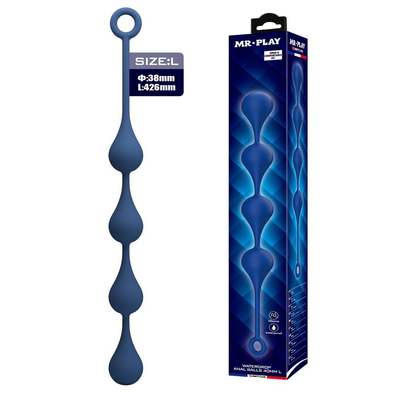 MR PLAY Analkette aus Silikon, Blau, Größe L