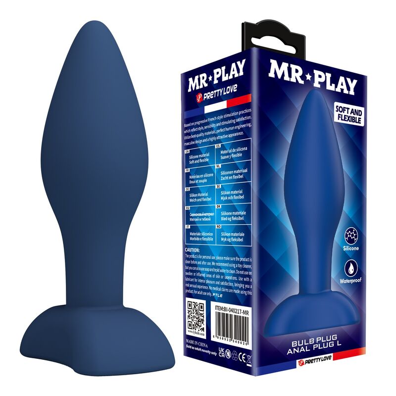 MR PLAY Analplug aus Silikon, Blau, Größe L