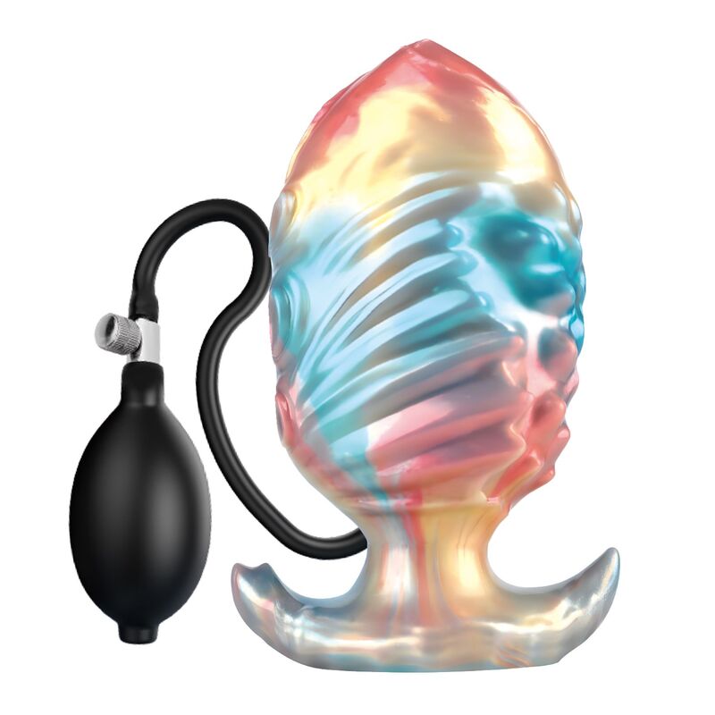 power monsters ebon leviathan dreifarbiger aufblasbarer fantasie analplug 18 cm