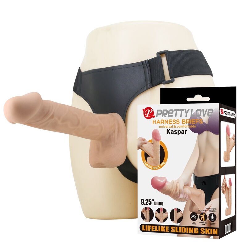 PRETTY LOVE Kaspar Strap On Set mit flexibler Dildo, 21 cm