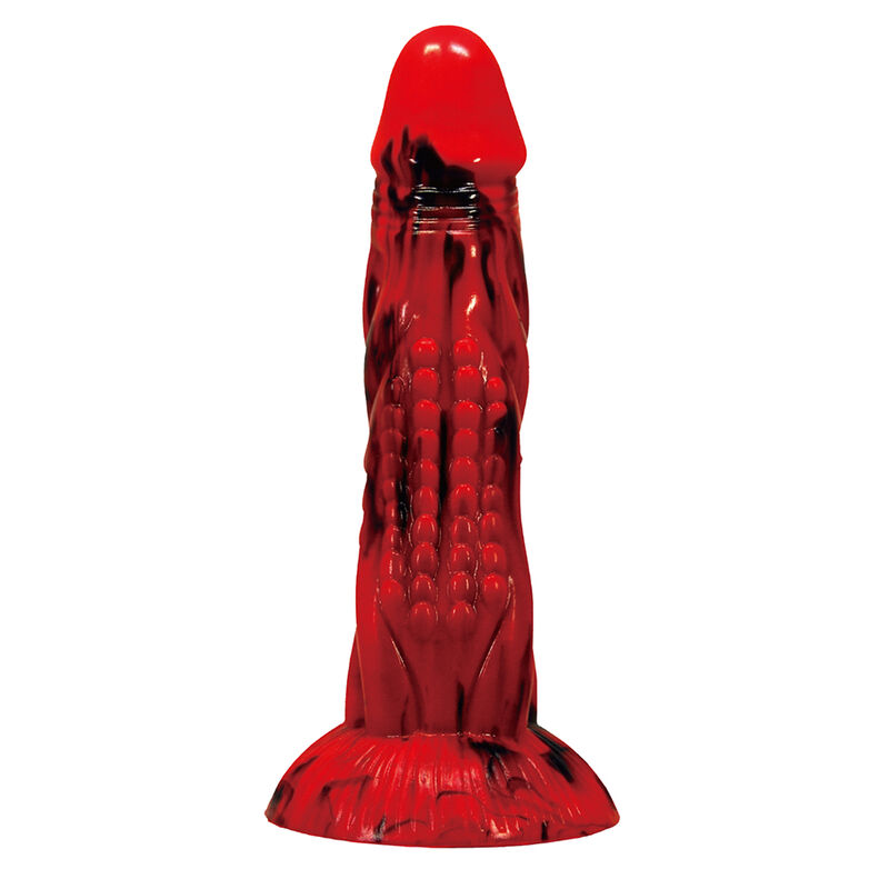 power monsters minotaur fantasy dildo mit saugaufgang 21 cm Ø 5 cm rot schwarz