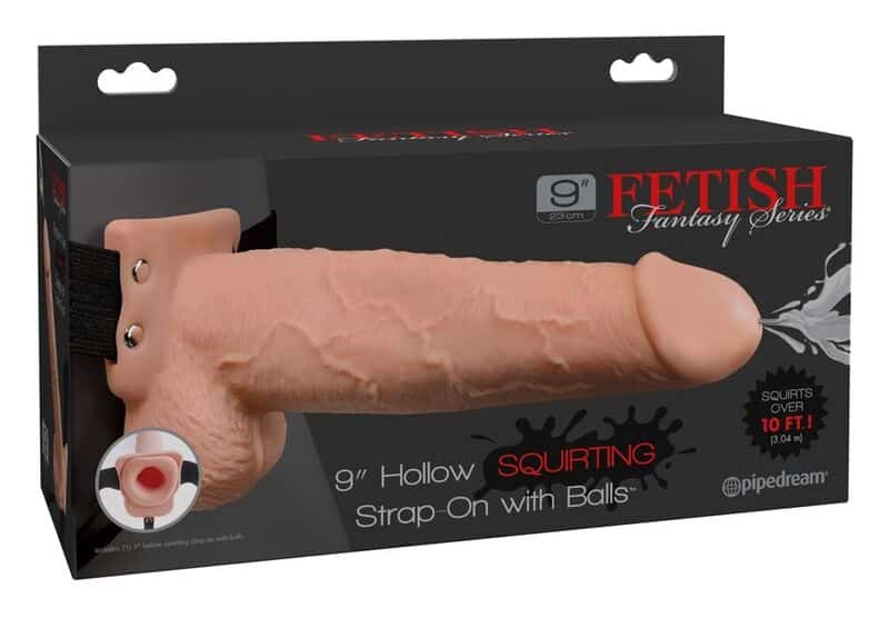 strap on dildo mit squirterfunktion und realistischer form pipedreams