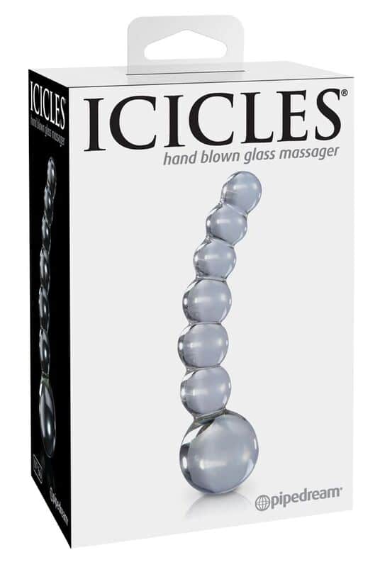glasdildo mit perlenstruktur für g punkt und analmassage – icicles