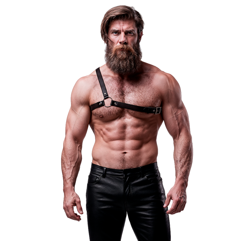 herren harness aus veganem leder mit kreuzriemen für club und fetisch – fetish submissive attitude