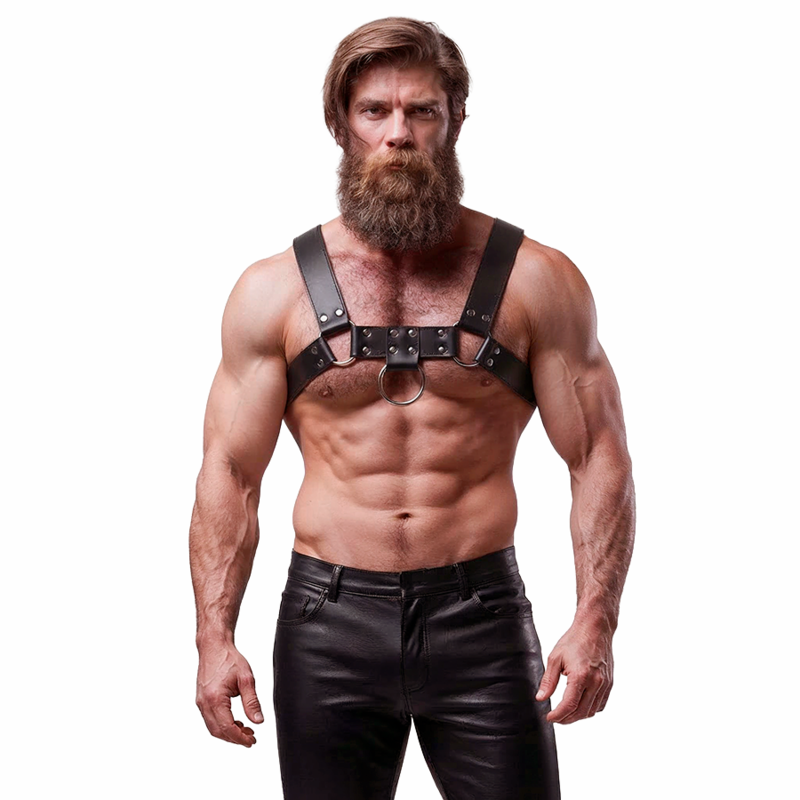 herren brustharness aus veganem leder verstellbar und figurbetonend fetish submissive attitude